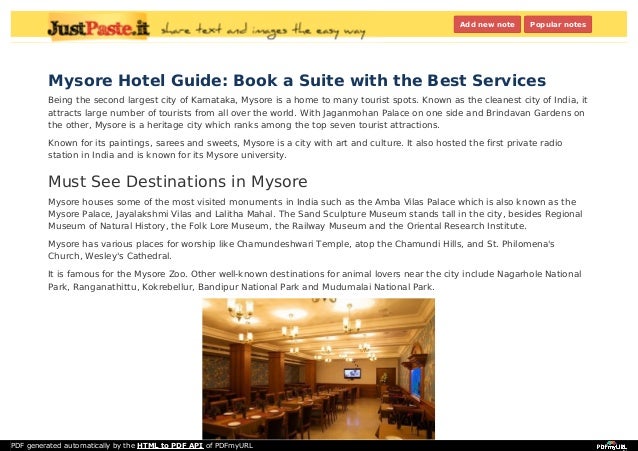 Mysore Tourist Guide Pdf